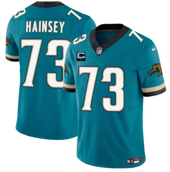 Men's Teal Jacksonville Jaguars #73 Robert Hainsey 2025 F.U.S.E. With 1-Star C Patch Prowler Throwback Vapor Limited Stitched Football Jersey